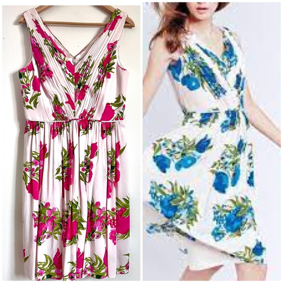 Boden Dresses & Skirts - Boden Serena Floral Chiffon Plisse Sleeveless Fit And Flare Dress Size 8 EUC